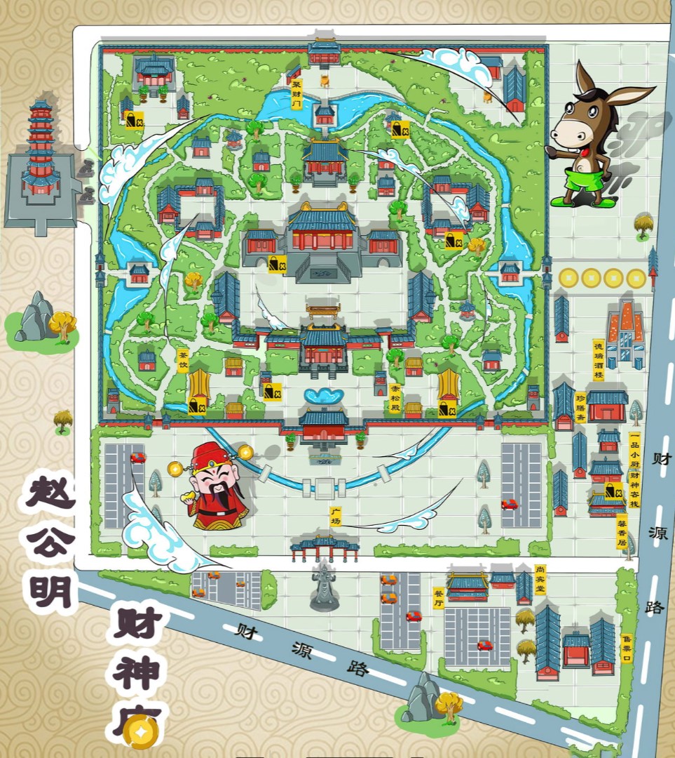 凤台寺庙类手绘地图